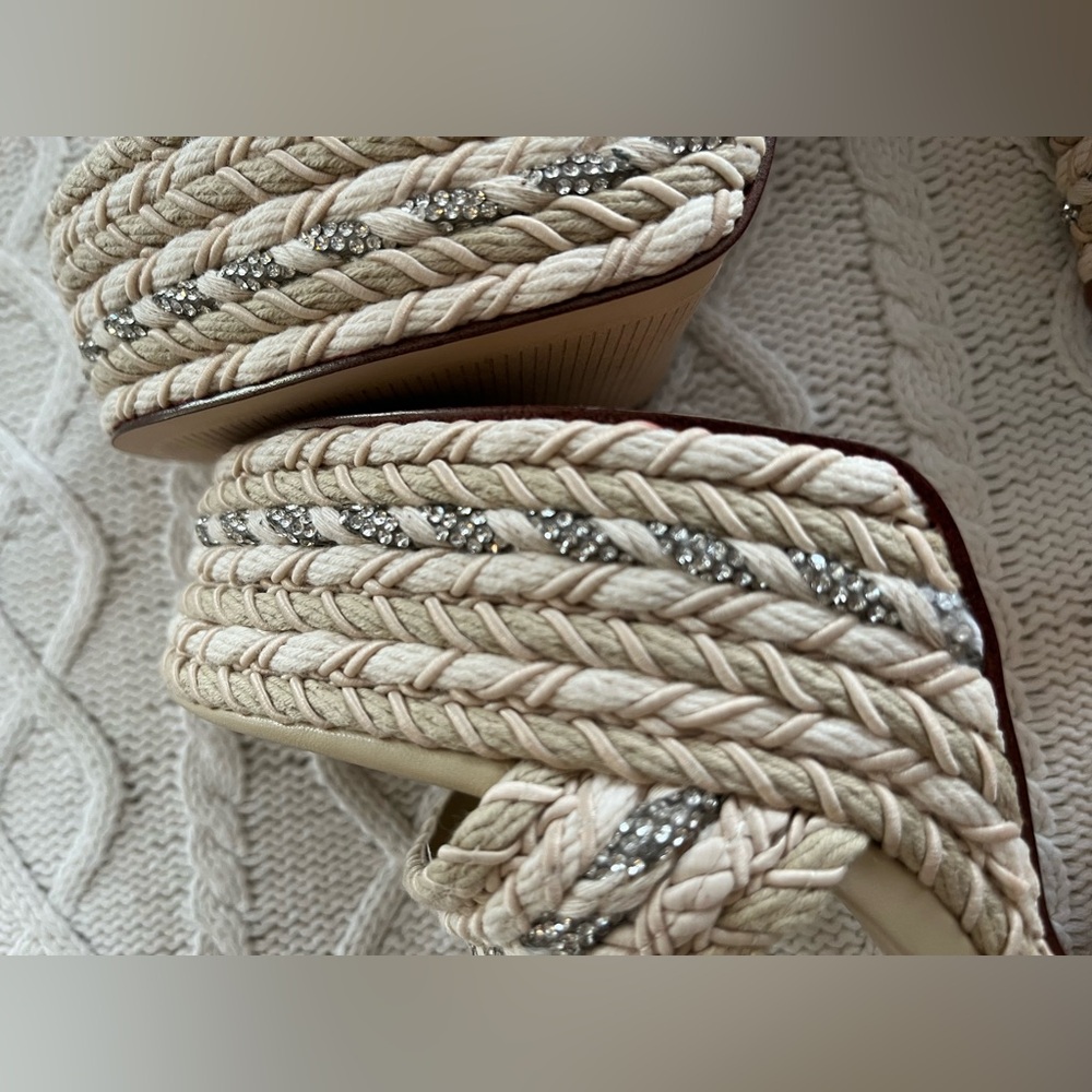 Steve Madden Cream Woven “Lucci” Platform Sandals Various Sizes - Picture 8 of 15